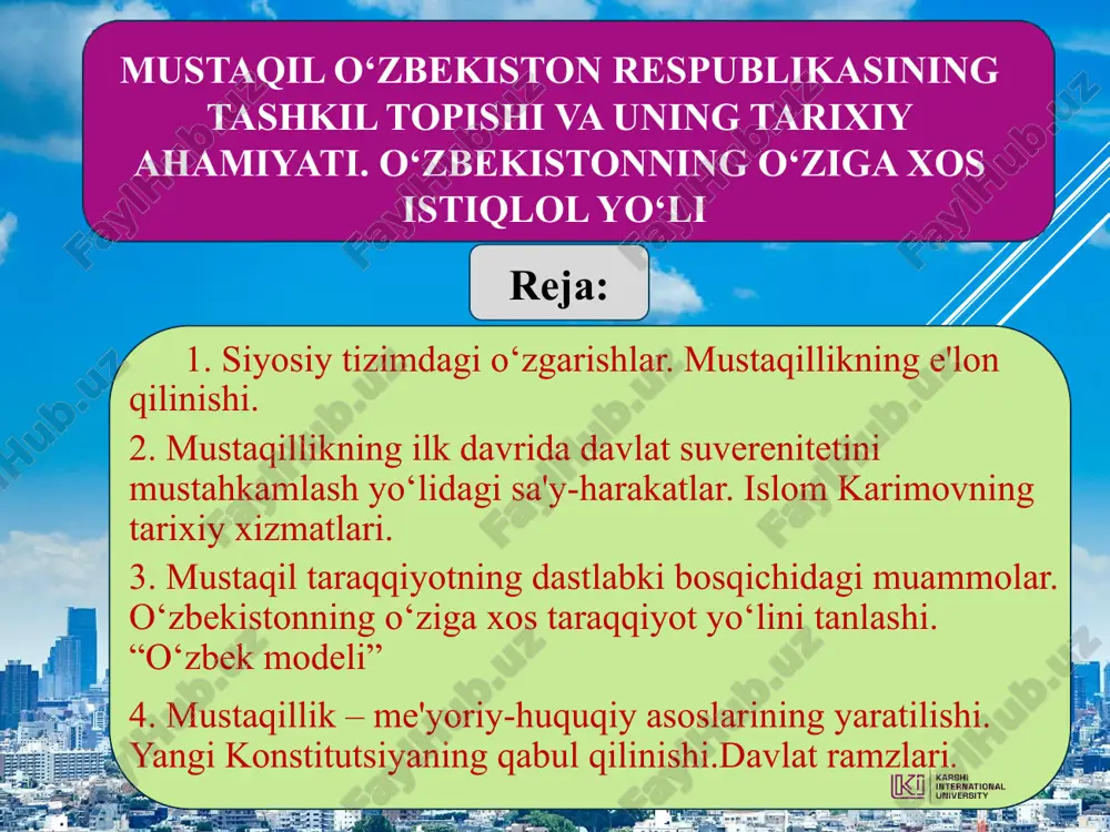 o‘zbekiston respublikasining tarixiy ahmiyati — PPT