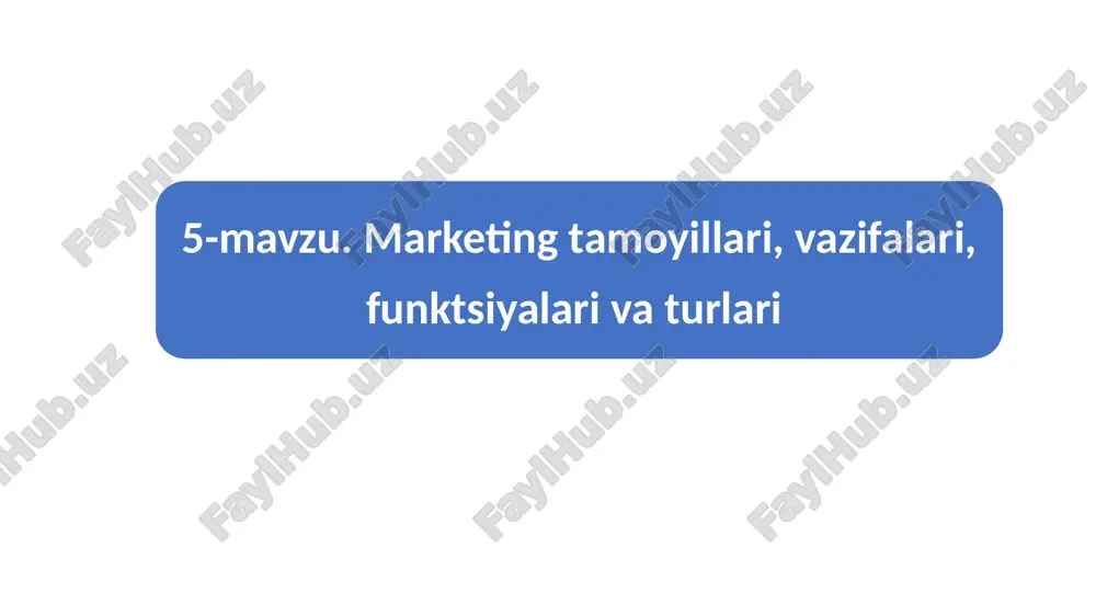 marketing maqsidlariga nimalar kiradi? — PPTX
