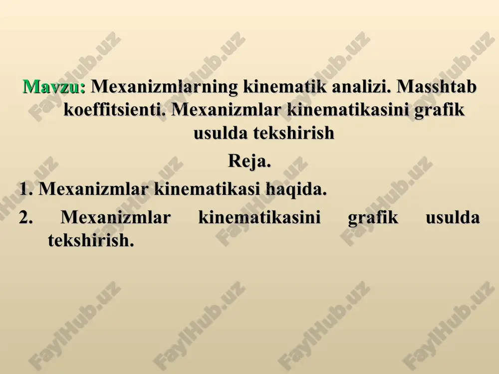 mexanizmlarning kinematik analizi — PPT