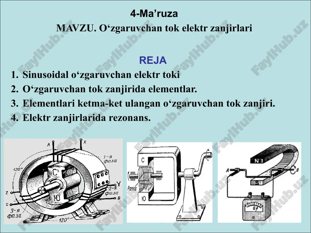 sinusoidal o‘zgaruvchan elektr toki — PPTX