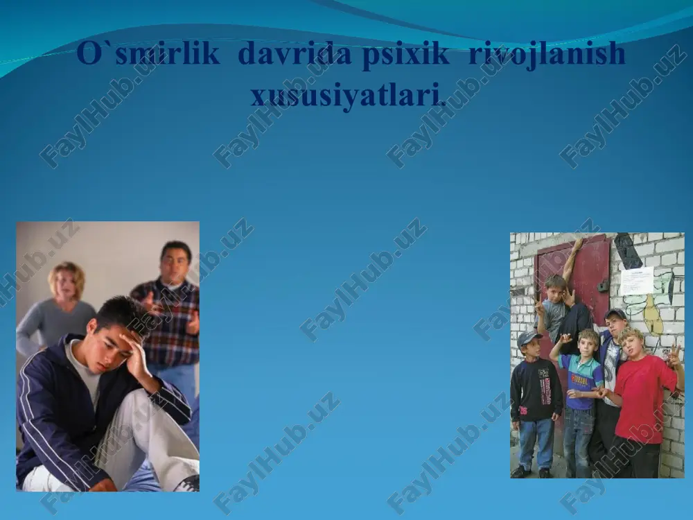 o`smirlik davrida psixik rivojlanish xususiyatlari — PPT