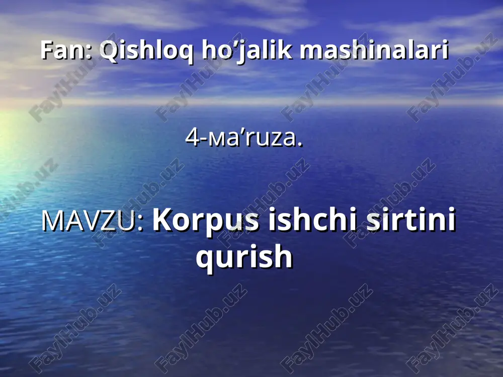 korpus ishchi sirtini qurish — PPT