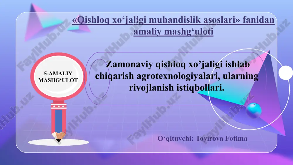 qishloqxo‘jaligimuhandislikasoslari — PPTX