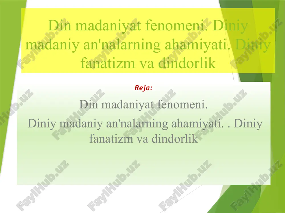 dinmadaniyat fenomeni — PPTX