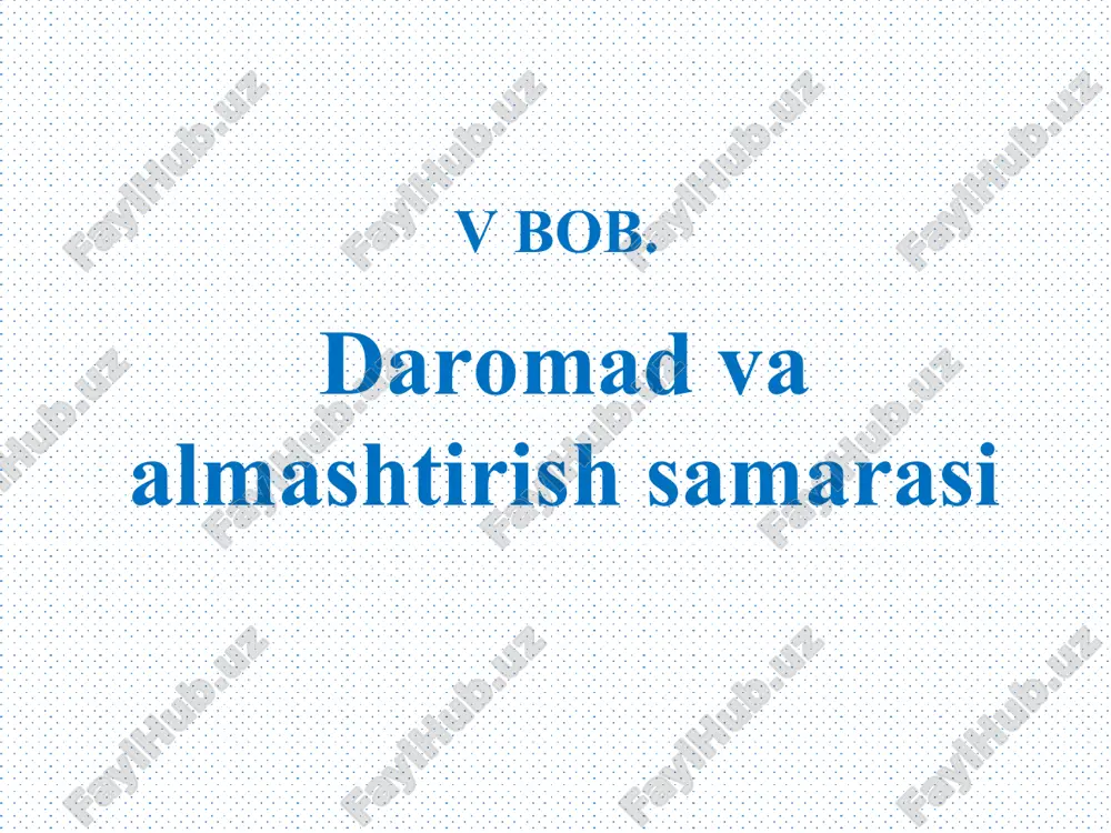 daromad va almashtirish samarasi — PPT