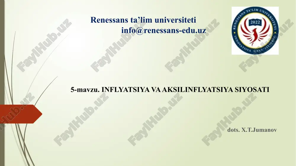 inflyatsiya va aksilinflyatsiya siyosati — PPTX