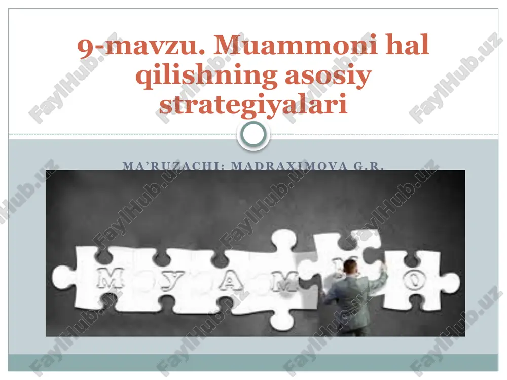muammonihalqilishning asosiy strategiyalari — PPTX