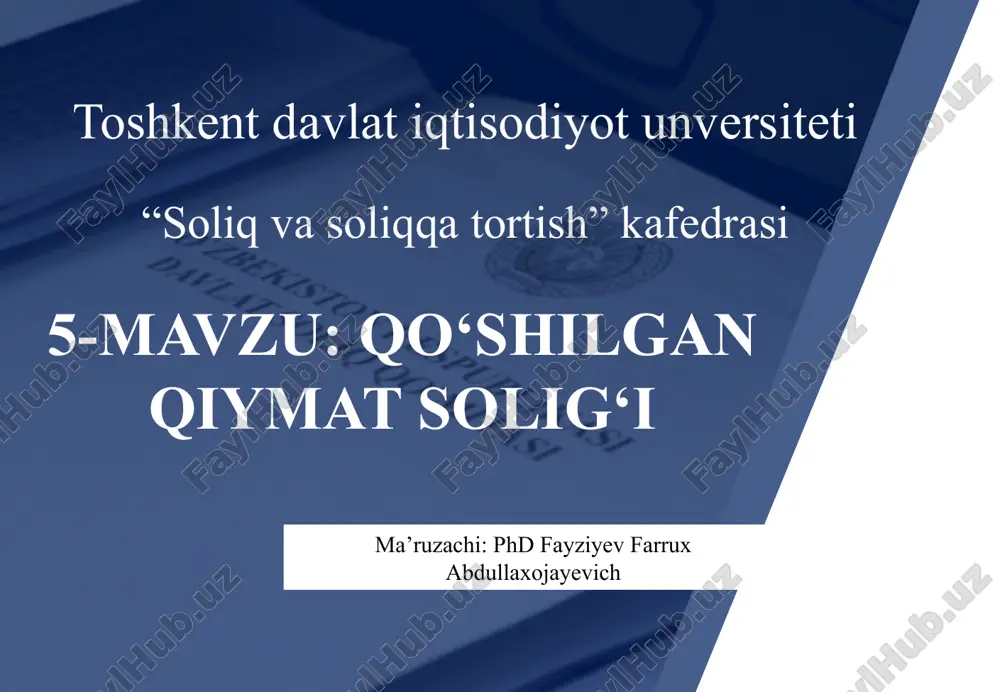 qo‘shilgan qiymat solig‘i — PPTX
