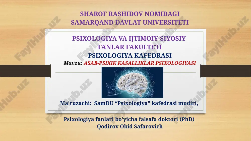 asab-psixik kasalliklar psixologiyasi — PPTX