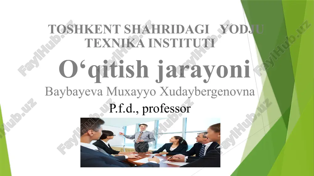 o'qitish jarayoni — PPTX