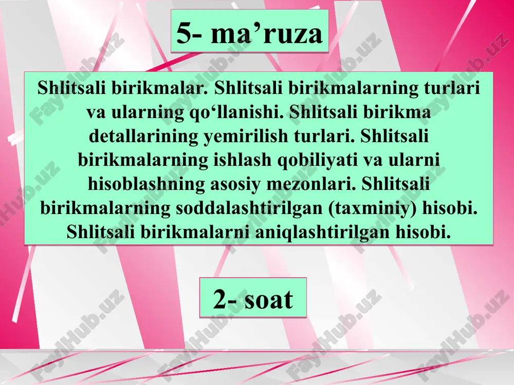 shlitsali birikmalarning ma'ruza — PPT