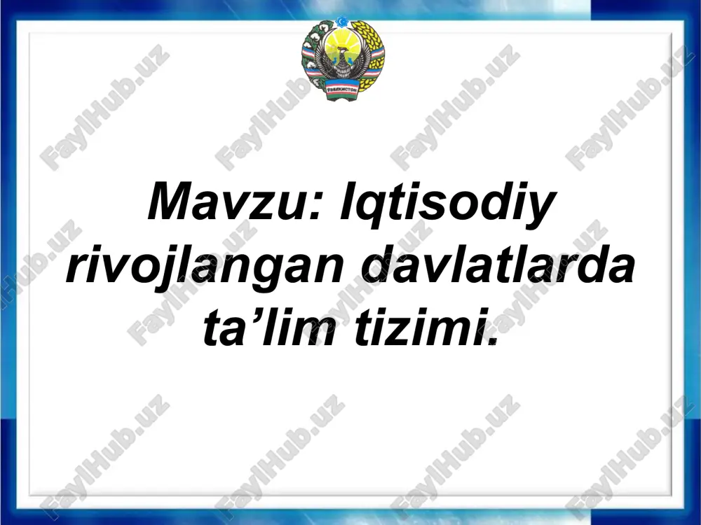 ta'lim tizimlari iqtisodiyotda — PPTX