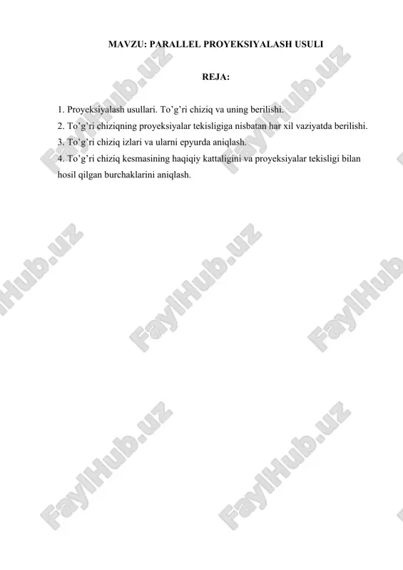 parallel proyeksiyalash usuli — DOCX