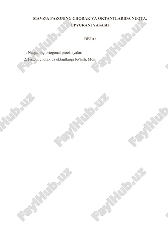 nuqtaning ortogonal proeksiyalari — DOCX