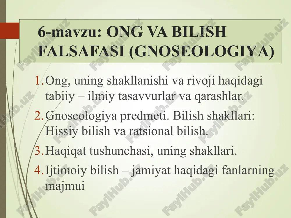 ong va bilish falsafasi (gnoseologiya) — PPT