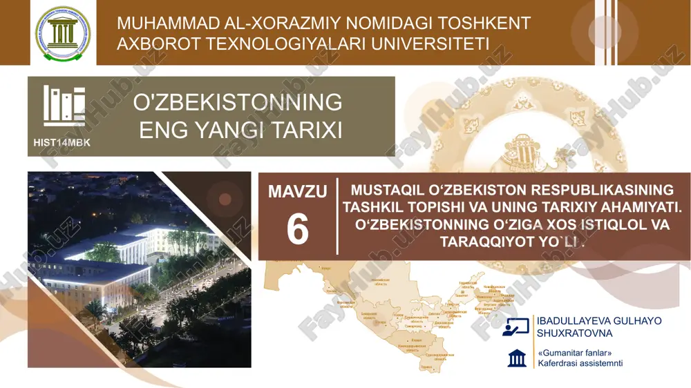 o'zbekistonning eng yangi tarixi — PPTX