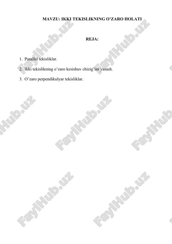 tekisliklarning parallelligi va kesishuvi — DOCX