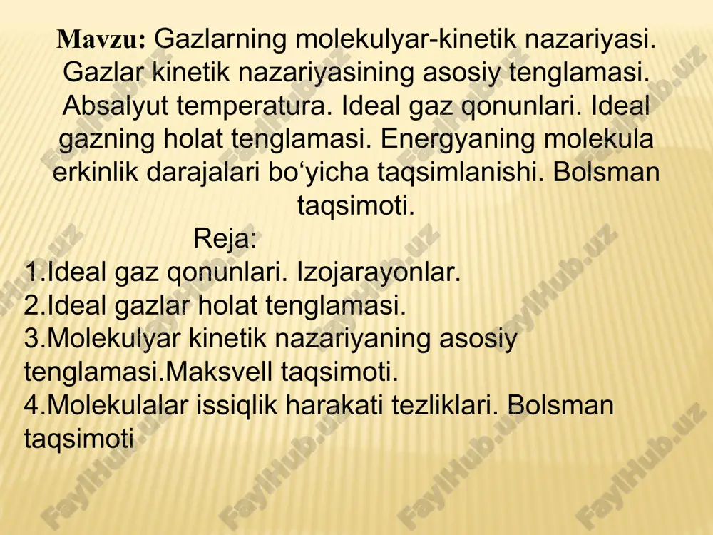 gazlarning molekulyar-kinetik nazariyasi — PPT