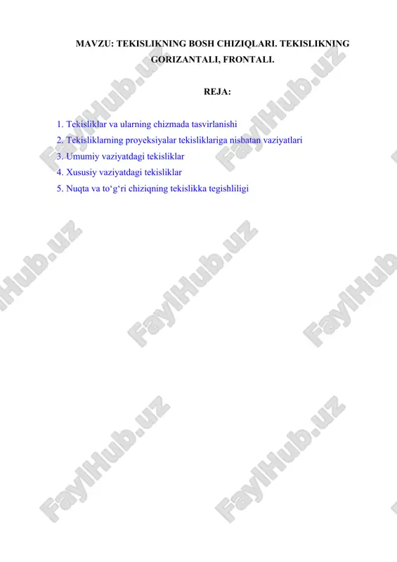 tekislikning bosh chiziqlari — DOCX