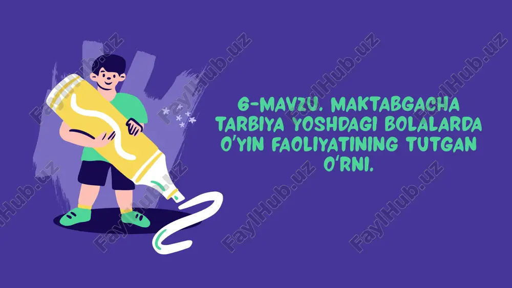 bolalar uchun o'yin faoliyati — PPTX