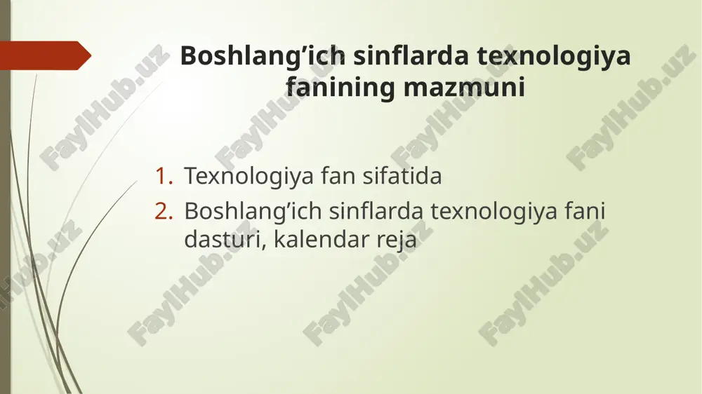texnologiya fanining boshlang‘ich ishchilariga — PPTX
