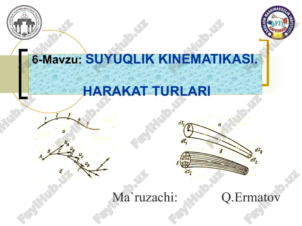 suyuqlik kinematikasi.harakat turlari — PPT