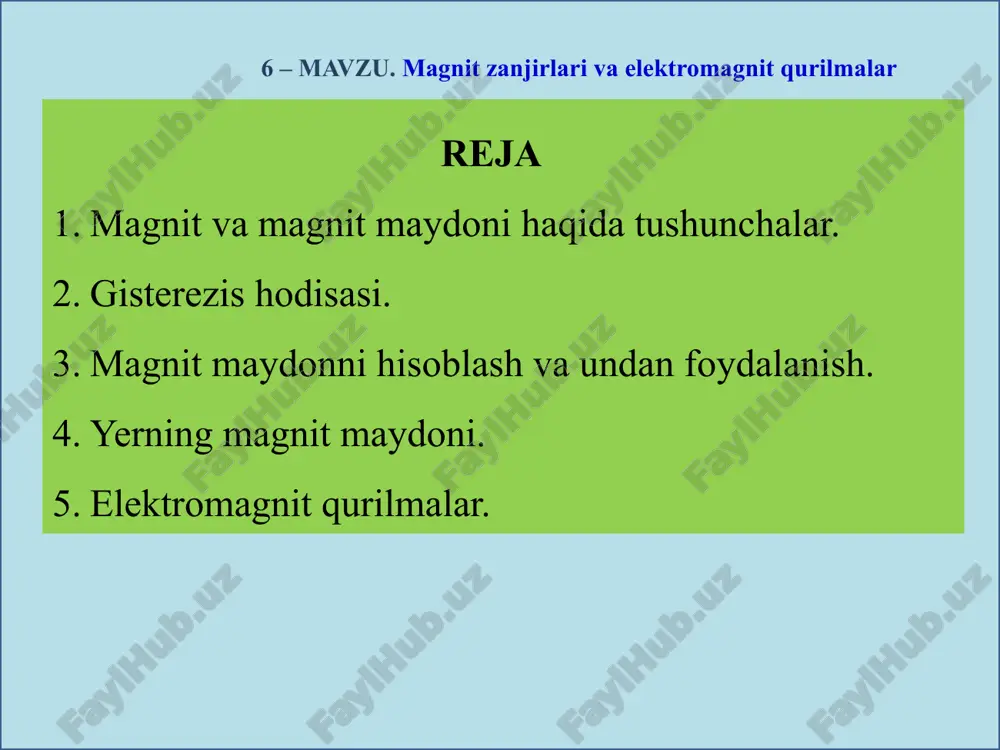 magnitlar va elektromagnit qurilmalari — PPTX