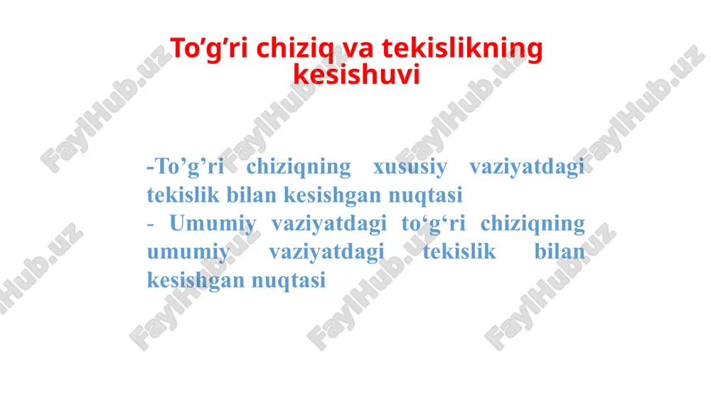 to’g’richiziq va tekislikning kesishuvi — PPTX
