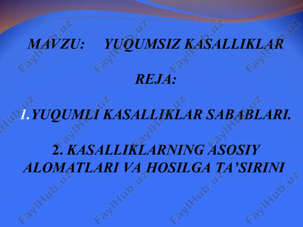 noinfeksion kasalliklar haqida — PPT