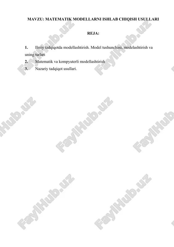 matematik modellashtirish usullari — DOCX