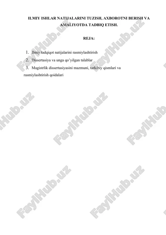 ilmiy ishlar natijalarini rasmiylashtirish — DOCX