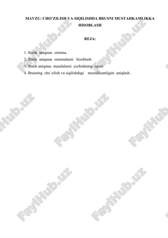 statik aniqmas sistemalarni hisoblash — DOCX