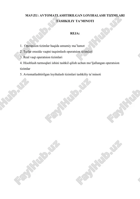 avtomatlashtirilgan loyihalash tizimlari — DOCX