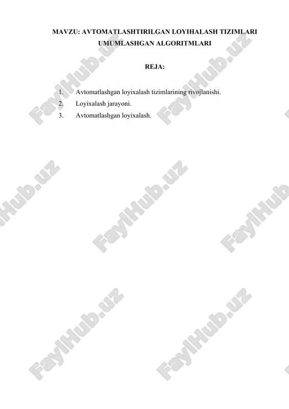 avtomatlashgan loyixalash tizimlari umuqlashgan algoritmlari — DOCX