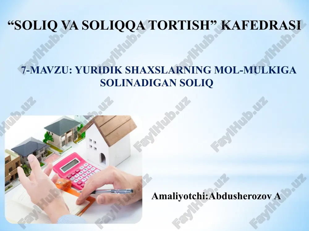 soliq vasoliqqa tortish — PPTX
