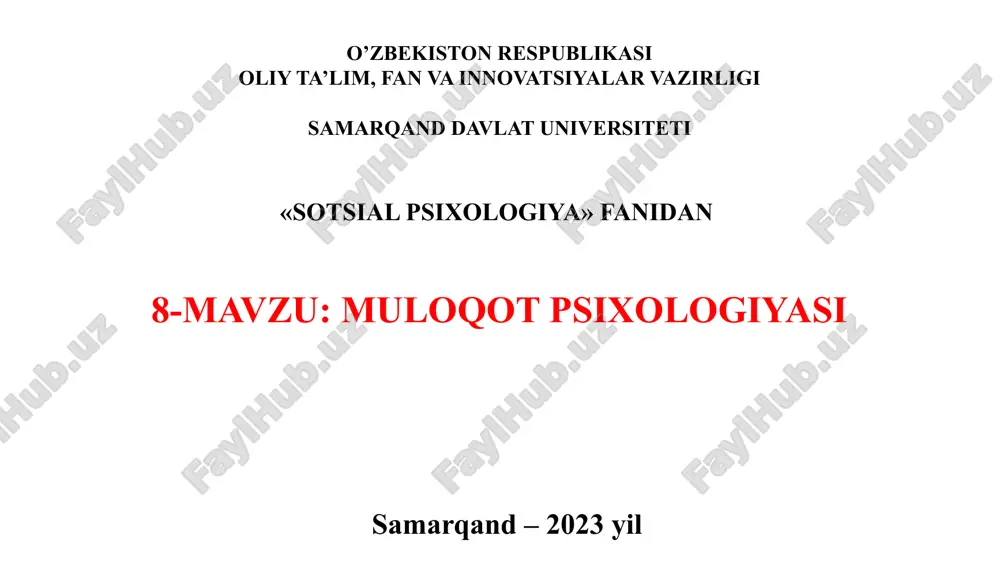 muloqot psixologiyasi — PPTX