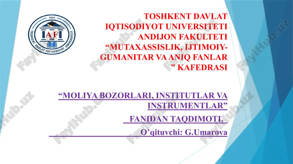 islomqimmatliq o‘zlarining bozori — PPTX