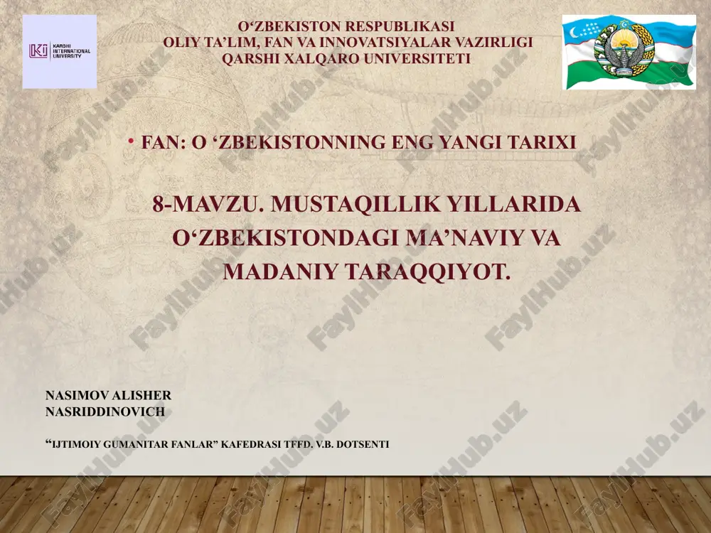 o'zbekistonning eng yangi tarixi — PPTX