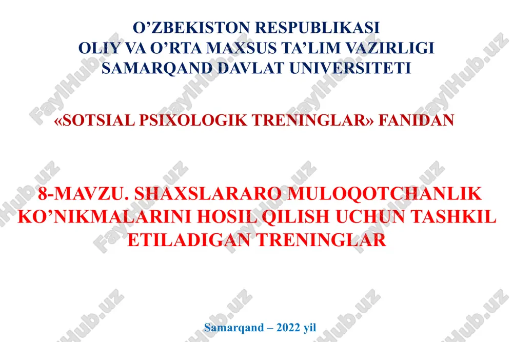 sotsial psixologik treninglar — PPTX
