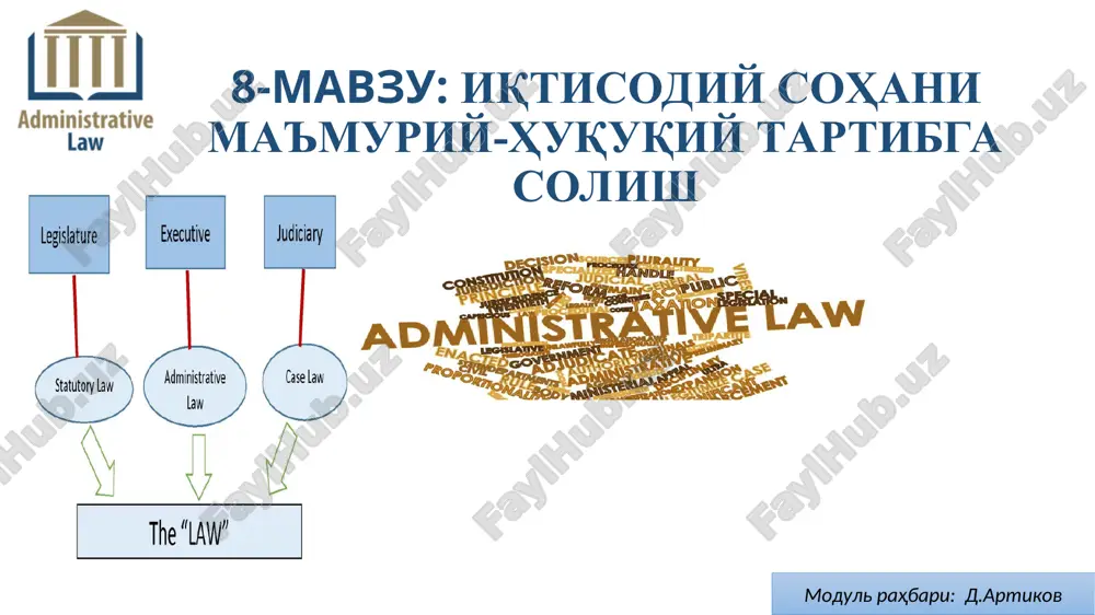 iqtisodiy sohani ma'muriy-huquqiy tartibga solish — PPT
