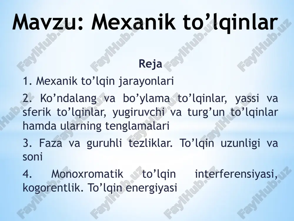 mexanik to'lqinlar — PPTX