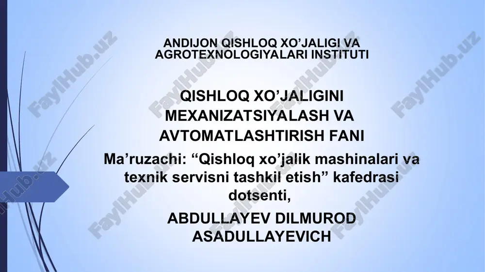 g’alla o’rish yig’ishva don tozalash mashinalari — PPT