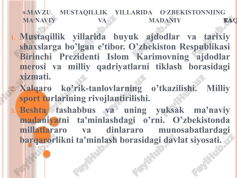 o'zbekistonning mustaqillik yillari — PPTX