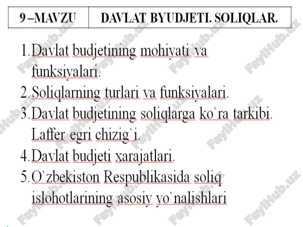 davlat byujetining soliqlariga oid darslik — PPT