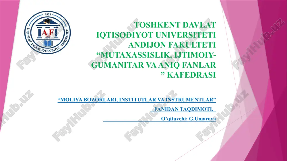davlat va xalqaro qimmatli qog‘ozlar turlari — PPTX