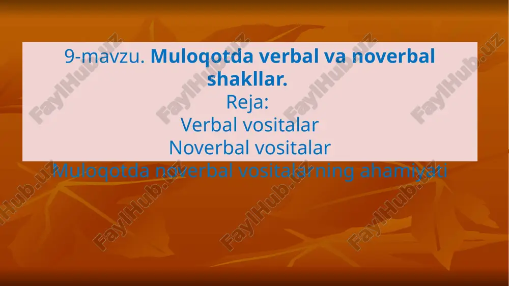 muloqotda verbal va noverbal shakllar — PPTX