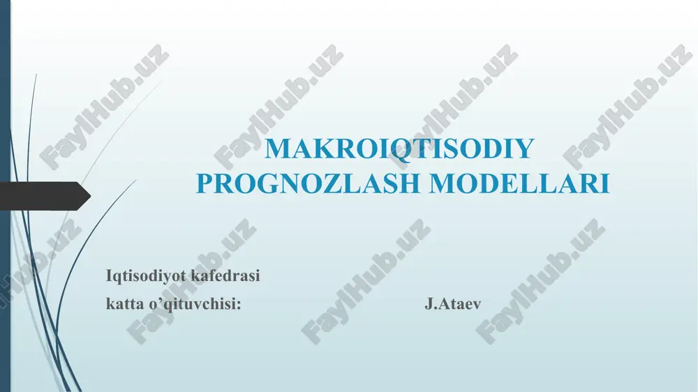 makroiqtisodiy prognozlash modellari — PPTX