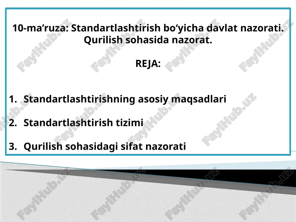 standardlashtirish bo'yicha davlat nazorati — PPTX