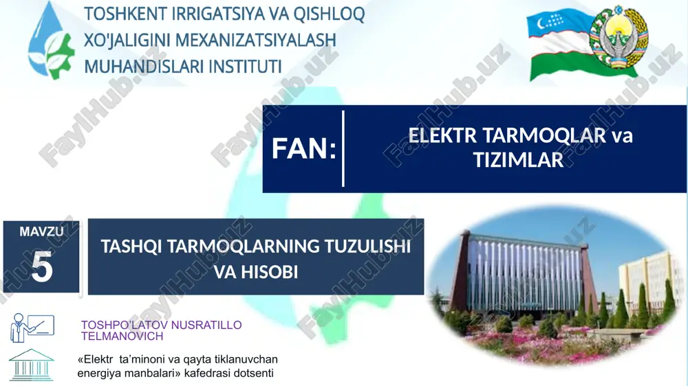elektr ta’minoni va qayta tiklanuvchi energiya manbalari — PPTX