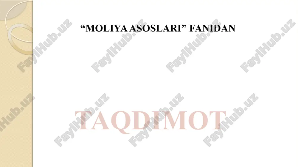 moliya asoslari — PPTX